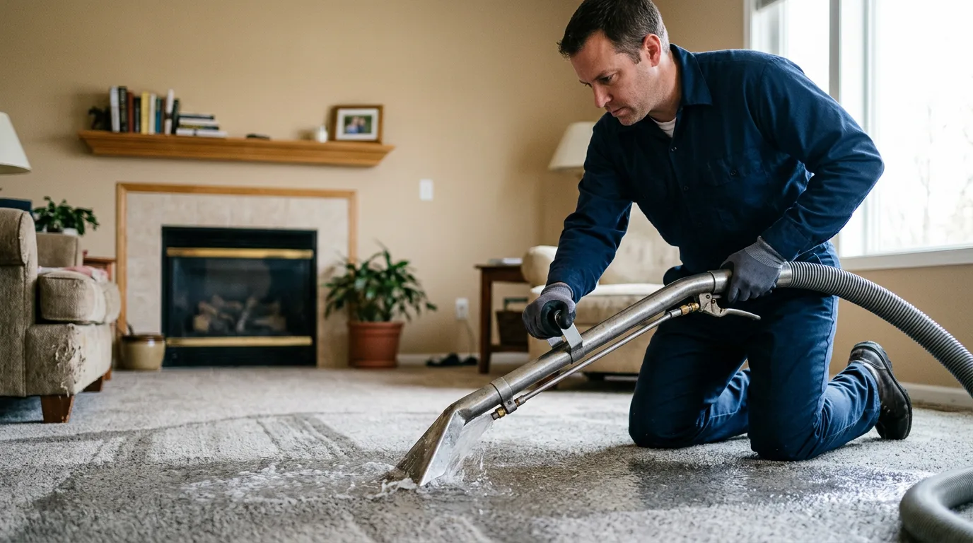 Water damage restoration technician working near Jamestown, PA